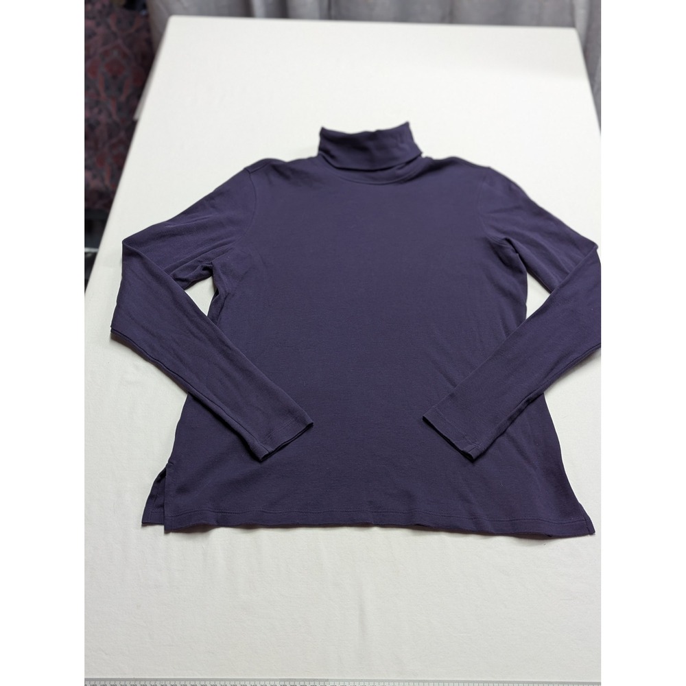 Peruvian Connection Purple 100% Pima Cotton Turtleneck Long Sleeve Top Medium